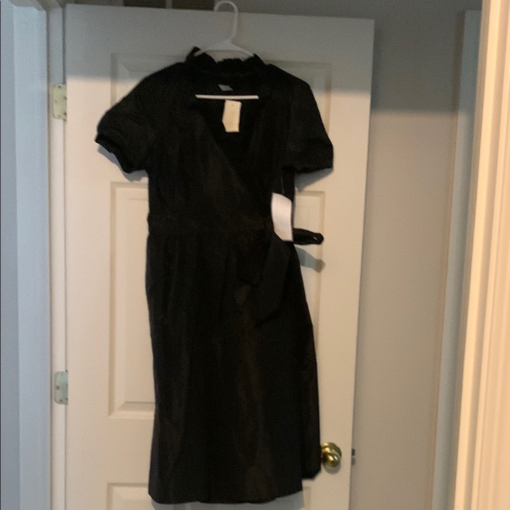 J. Crew Black Midi Wrap Dress
